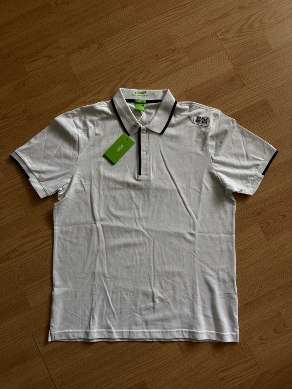 BOSS White Polo with Black Contrast Trim